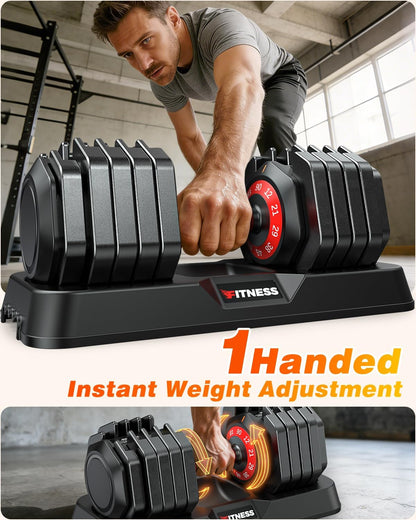 Adjustable Dumbbells Set of 2 for Strength Training, One-Hand Quick Adjust, 25/55/80/90 lbs Options, Anti-Slip Grip Handle, Compact Home Gym Weights for Men Women