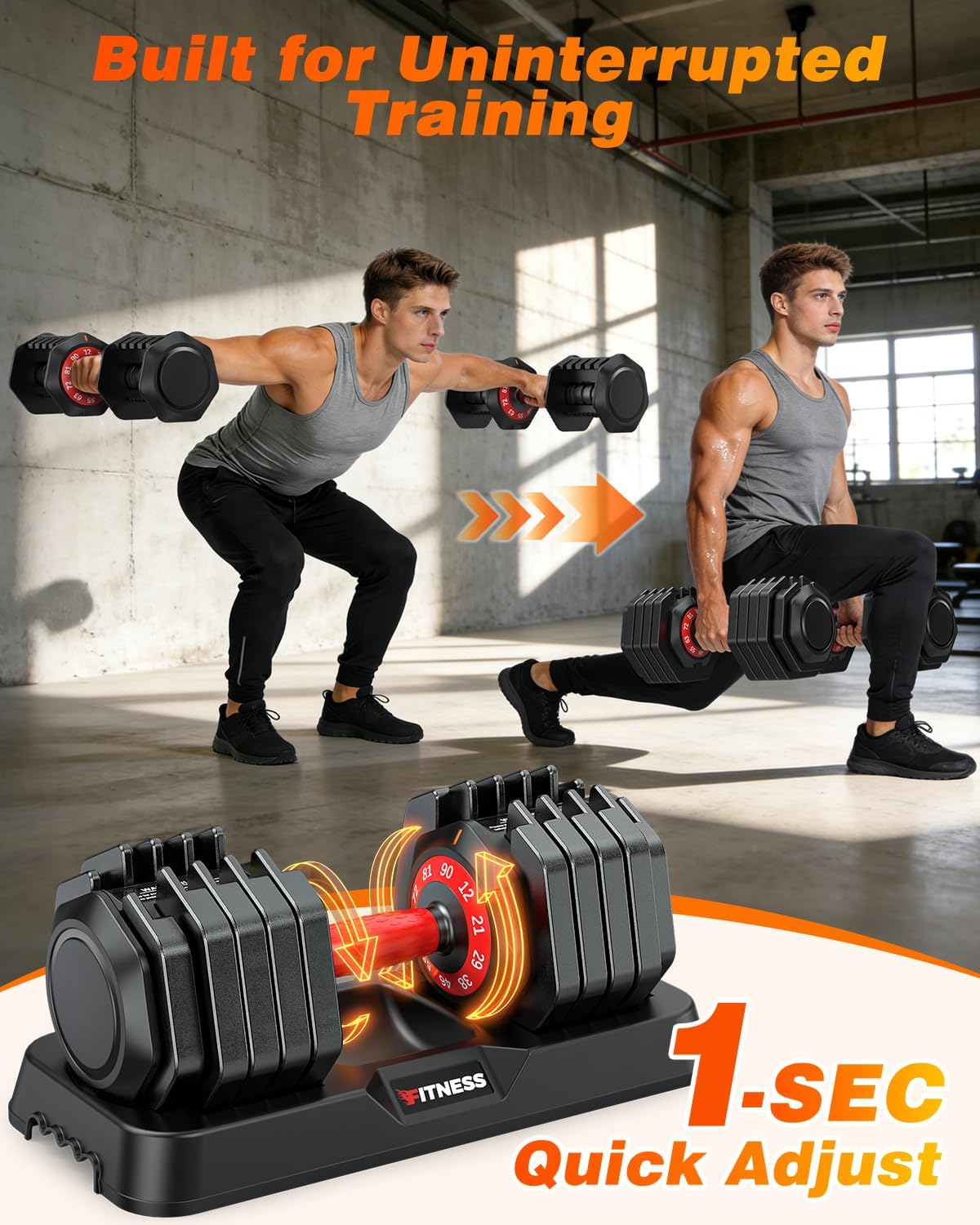 Adjustable Dumbbells Set of 2 for Strength Training, One-Hand Quick Adjust, 25/55/80/90 lbs Options, Anti-Slip Grip Handle, Compact Home Gym Weights for Men Women