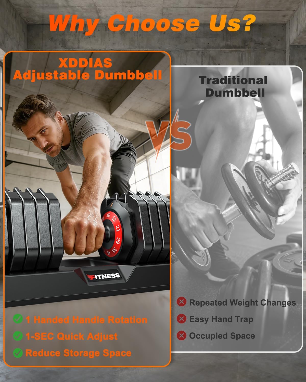 Adjustable Dumbbells Set of 2 for Strength Training, One-Hand Quick Adjust, 25/55/80/90 lbs Options, Anti-Slip Grip Handle, Compact Home Gym Weights for Men Women