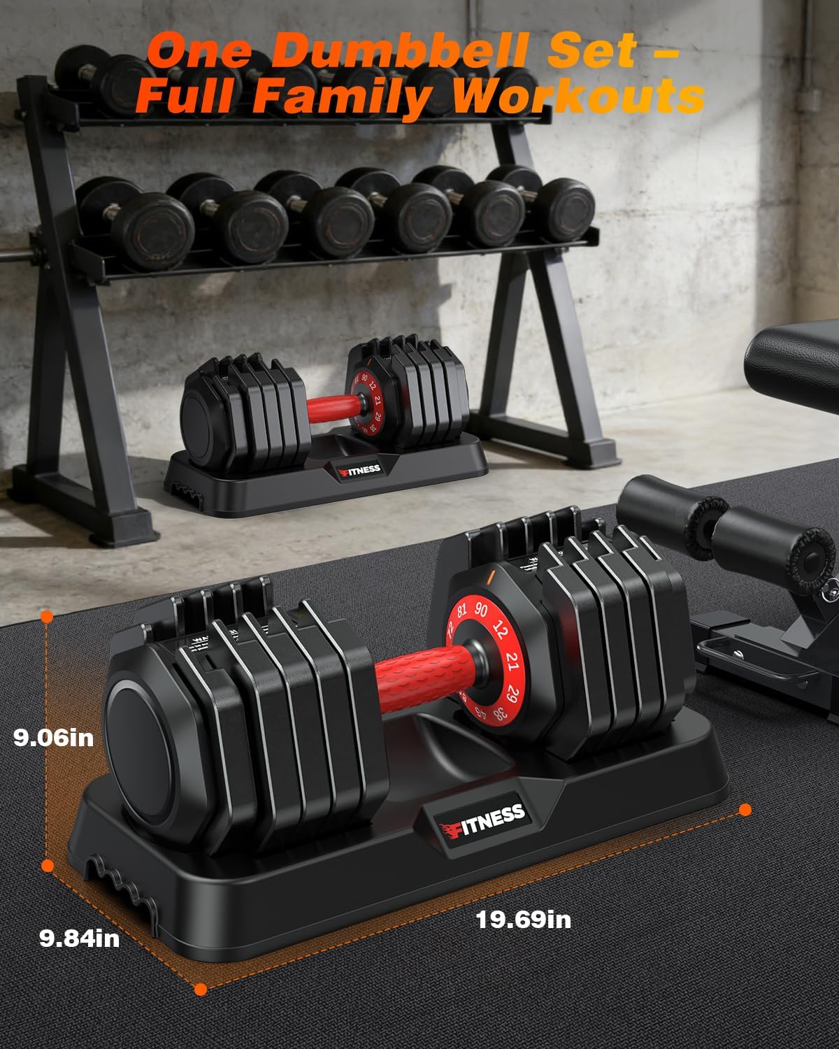 Adjustable Dumbbells Set of 2 for Strength Training, One-Hand Quick Adjust, 25/55/80/90 lbs Options, Anti-Slip Grip Handle, Compact Home Gym Weights for Men Women