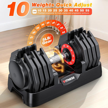 Adjustable Dumbbells Set of 2 for Strength Training, One-Hand Quick Adjust, 25/55/80/90 lbs Options, Anti-Slip Grip Handle, Compact Home Gym Weights for Men Women