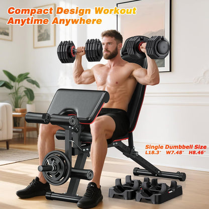 Adjustable Dumbbells Set of 2 for Strength Training, One-Hand Quick Adjust, 25/55/80/90 lbs Options, Anti-Slip Grip Handle, Compact Home Gym Weights for Men Women