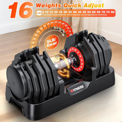 Adjustable Dumbbells Set of 2 for Strength Training, One-Hand Quick Adjust, 25/55/80/90 lbs Options, Anti-Slip Grip Handle, Compact Home Gym Weights for Men Women