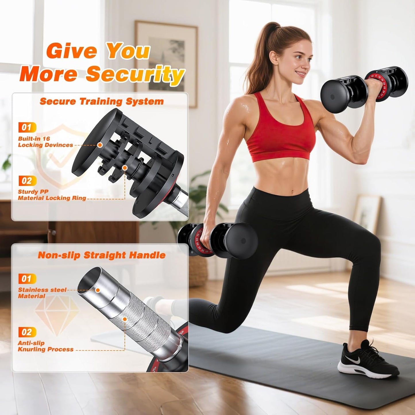 Adjustable Dumbbells Set of 2 for Strength Training, One-Hand Quick Adjust, 25/55/80/90 lbs Options, Anti-Slip Grip Handle, Compact Home Gym Weights for Men Women
