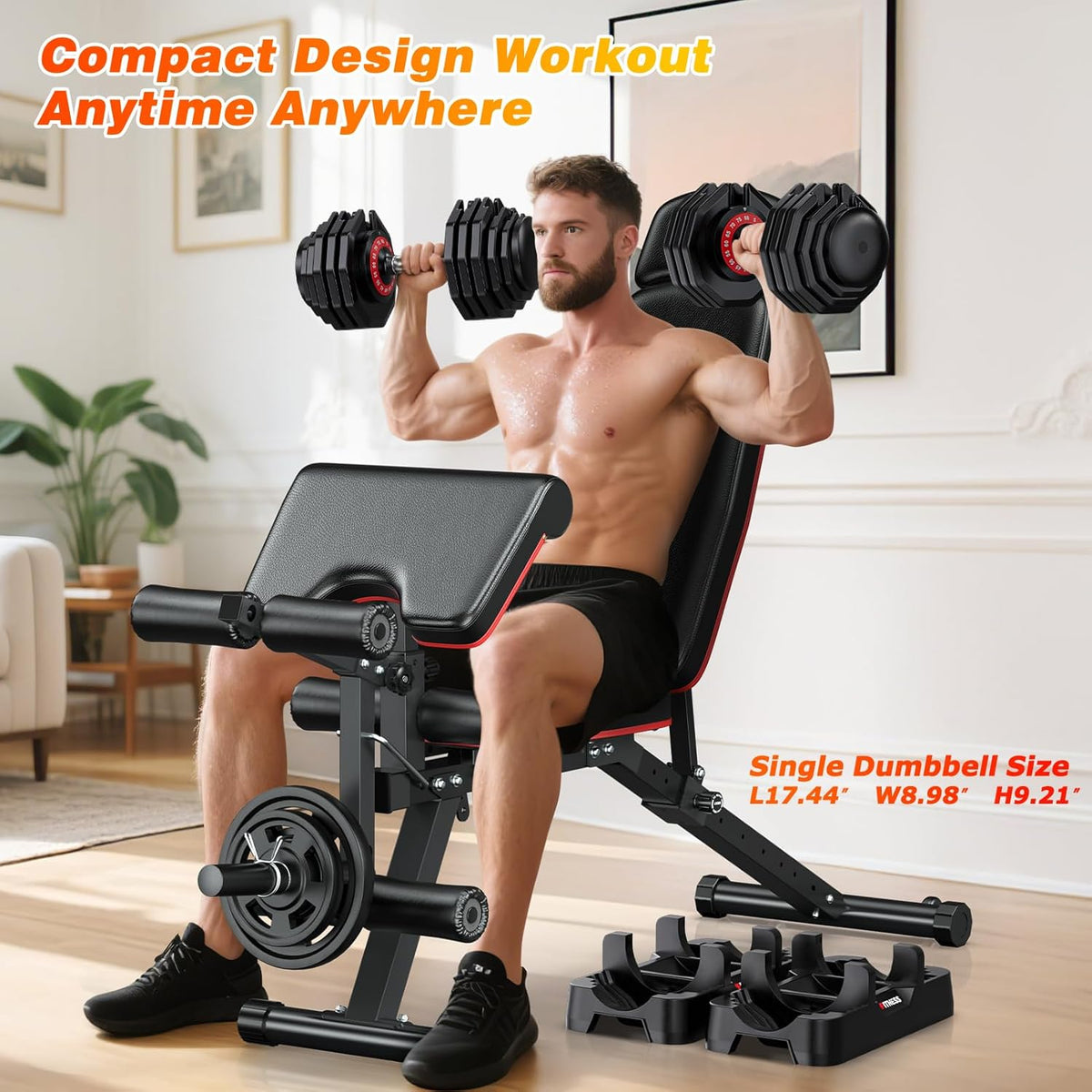 Adjustable Dumbbells Set of 2 for Strength Training, One-Hand Quick Adjust, 25/55/80/90 lbs Options, Anti-Slip Grip Handle, Compact Home Gym Weights for Men Women