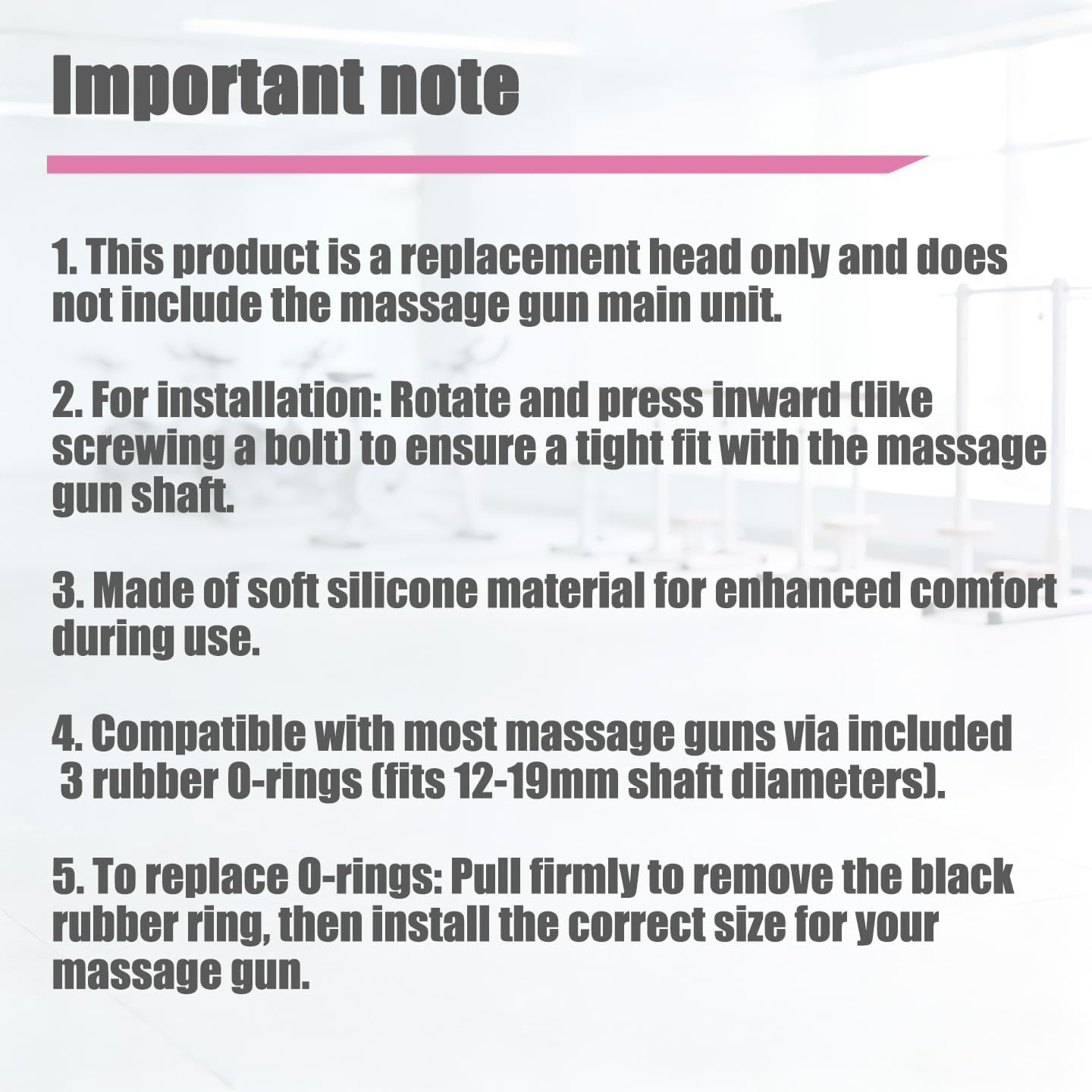 Massage Gun Head Attachment for 12-19mm Shaft, Replaceable Silicone Fascia Gun Head, Fitness Accessories for Muscle Relief (GG37mm1.46in)