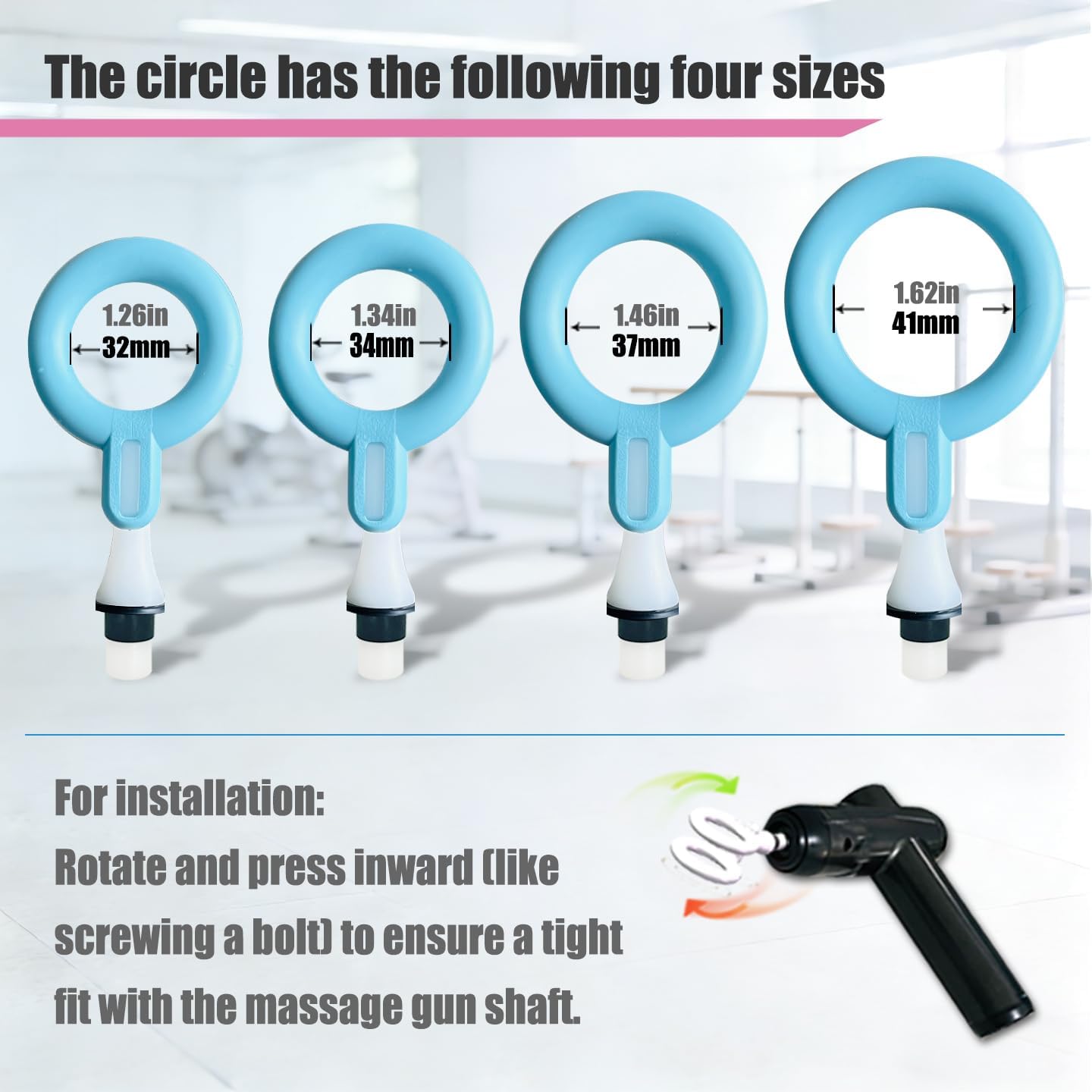 Massage Gun Head Attachment for 12-19mm Shaft, Replaceable Silicone Fascia Gun Head, Fitness Accessories for Muscle Relief (GG37mm1.46in)