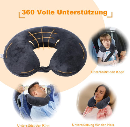 Travel Pillow,100% Pure Memory Foam U Shaped Neck Pillow,Super Lightweight Portable Headrest Great for Airplane, Car,Home,Office,Sleeping Rest (Grey)