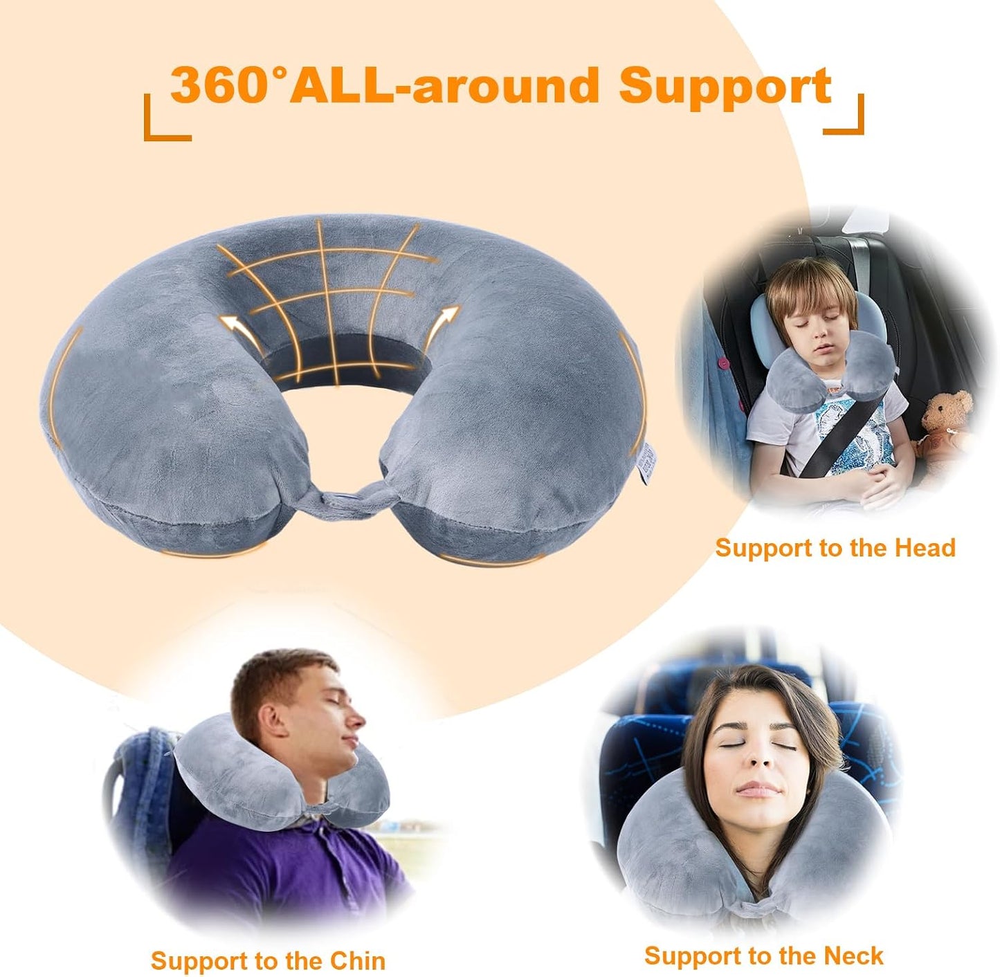 Travel Pillow,100% Pure Memory Foam U Shaped Neck Pillow,Super Lightweight Portable Headrest Great for Airplane, Car,Home,Office,Sleeping Rest (Grey)