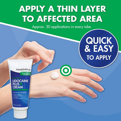 Lidocaine Plus+ 4% Pain Relief Cream, 3 oz