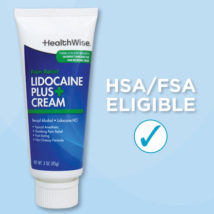 Lidocaine Plus+ 4% Pain Relief Cream, 3 oz