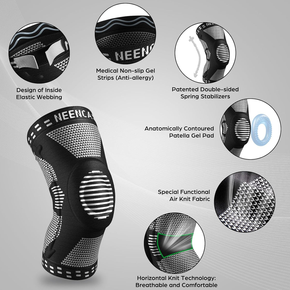 Professional Knee Brace, Compression Knee Support with Patella Gel Pad & Side Stabilizers, Medical Knee Sleeve for Pain Relief, ACL,PCL, Meniscus, Injury Recovery, Arthritis, Sports, Workout...