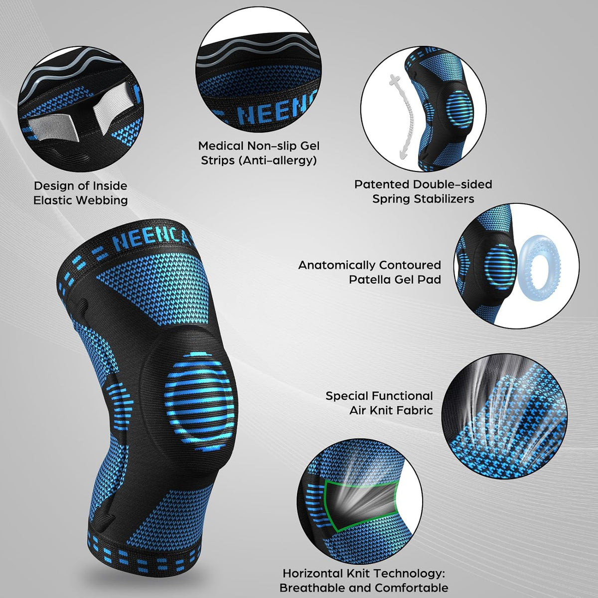 Professional Knee Brace, Compression Knee Support with Patella Gel Pad & Side Stabilizers, Medical Knee Sleeve for Pain Relief, ACL,PCL, Meniscus, Injury Recovery, Arthritis, Sports, Workout...