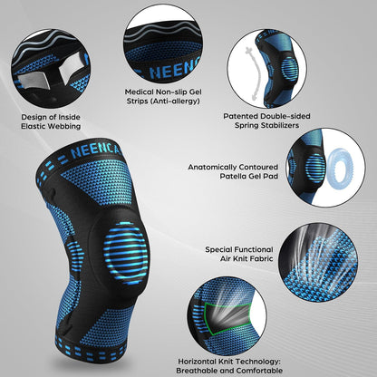 Professional Knee Brace, Compression Knee Support with Patella Gel Pad & Side Stabilizers, Medical Knee Sleeve for Pain Relief, ACL,PCL, Meniscus, Injury Recovery, Arthritis, Sports, Workout...