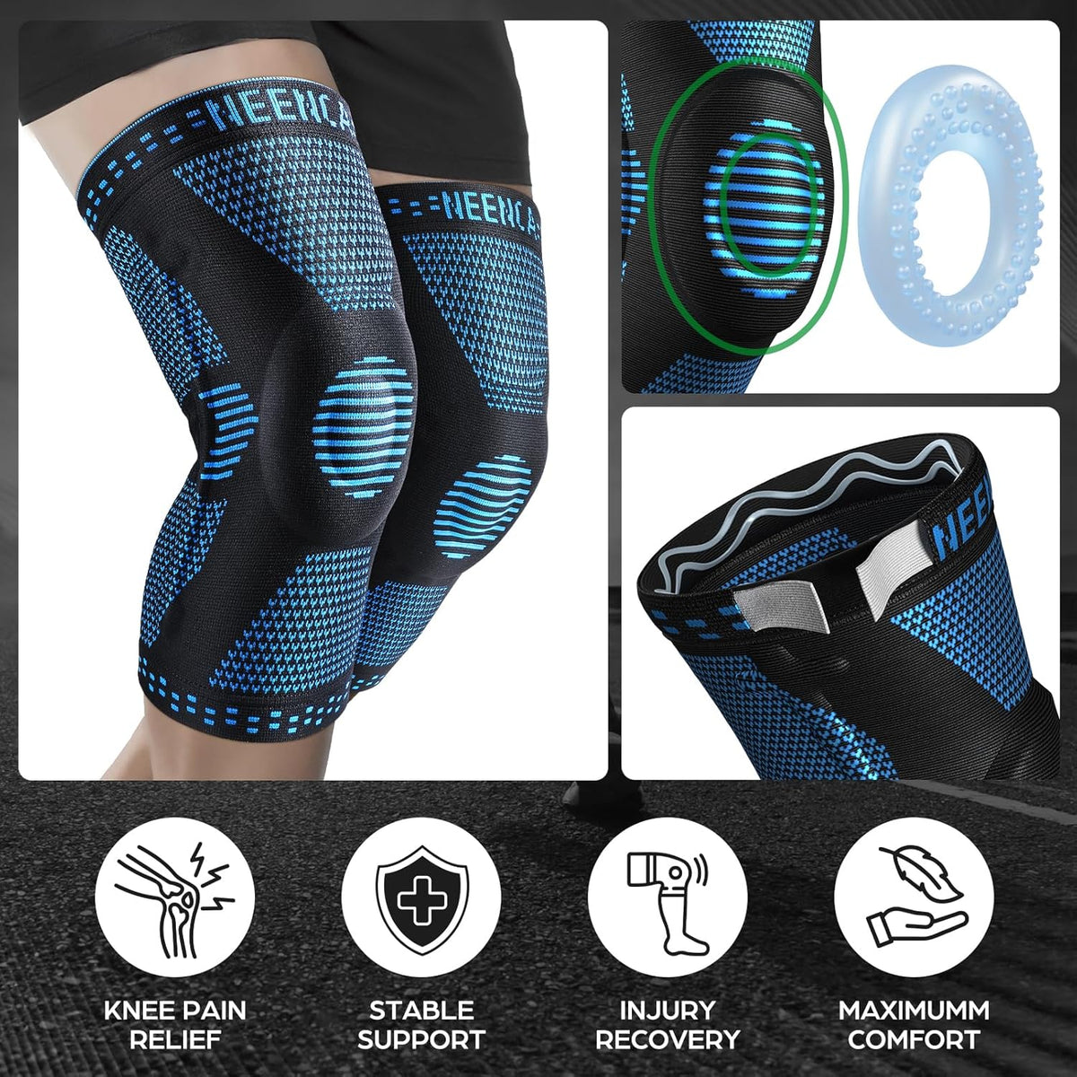 Professional Knee Brace, Compression Knee Support with Patella Gel Pad & Side Stabilizers, Medical Knee Sleeve for Pain Relief, ACL,PCL, Meniscus, Injury Recovery, Arthritis, Sports, Workout...