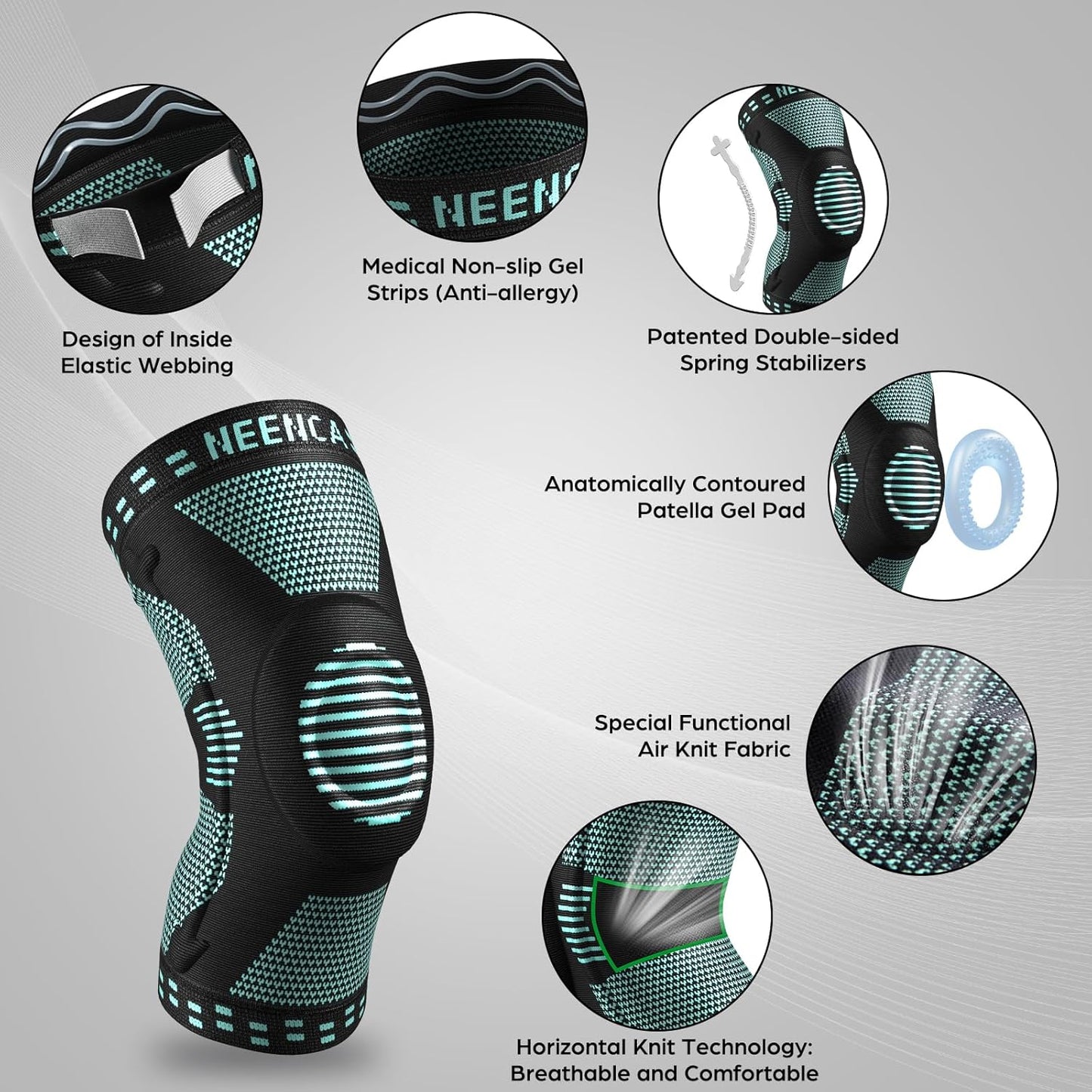 Professional Knee Brace, Compression Knee Support with Patella Gel Pad & Side Stabilizers, Medical Knee Sleeve for Pain Relief, ACL,PCL, Meniscus, Injury Recovery, Arthritis, Sports, Workout...
