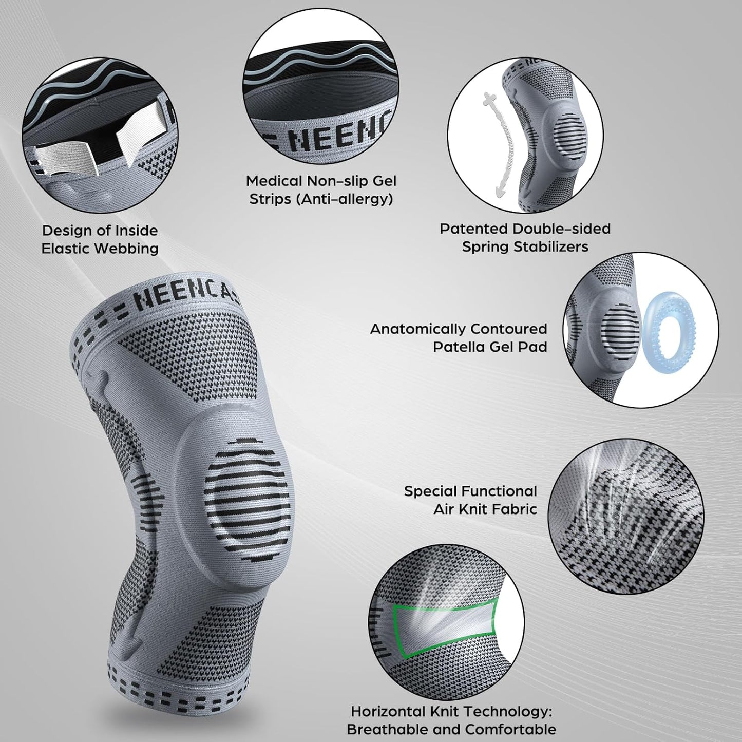 Professional Knee Brace, Compression Knee Support with Patella Gel Pad & Side Stabilizers, Medical Knee Sleeve for Pain Relief, ACL,PCL, Meniscus, Injury Recovery, Arthritis, Sports, Workout...