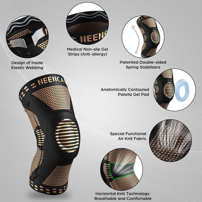 Professional Knee Brace, Compression Knee Support with Patella Gel Pad & Side Stabilizers, Medical Knee Sleeve for Pain Relief, ACL,PCL, Meniscus, Injury Recovery, Arthritis, Sports, Workout...