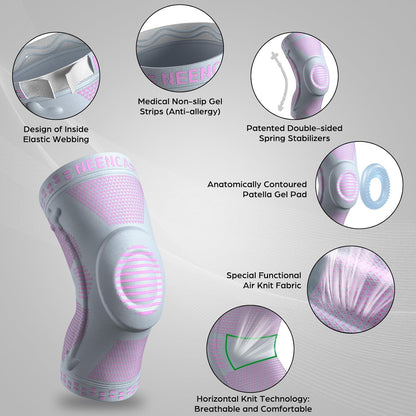 Professional Knee Brace, Compression Knee Support with Patella Gel Pad & Side Stabilizers, Medical Knee Sleeve for Pain Relief, ACL,PCL, Meniscus, Injury Recovery, Arthritis, Sports, Workout...
