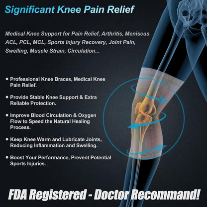 Professional Knee Brace, Compression Knee Support with Patella Gel Pad & Side Stabilizers, Medical Knee Sleeve for Pain Relief, ACL,PCL, Meniscus, Injury Recovery, Arthritis, Sports, Workout...