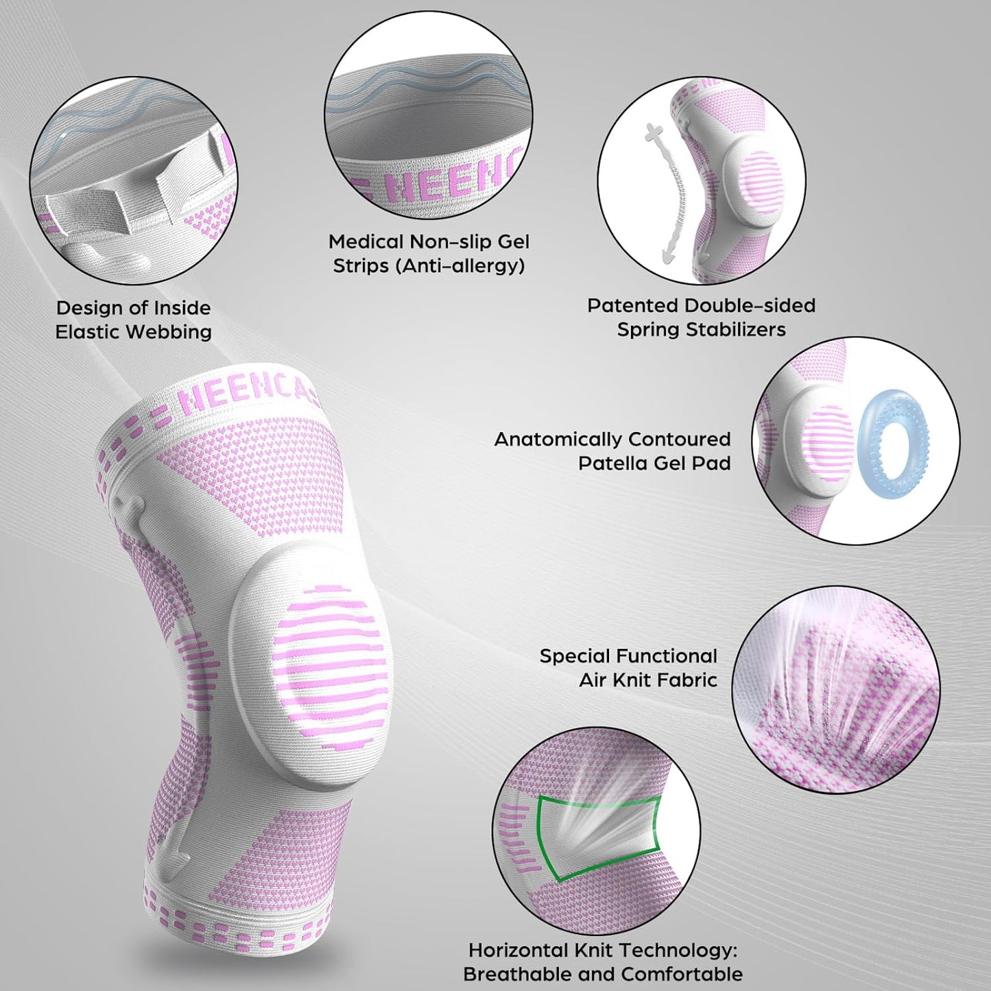 Professional Knee Brace, Compression Knee Support with Patella Gel Pad & Side Stabilizers, Medical Knee Sleeve for Pain Relief, ACL,PCL, Meniscus, Injury Recovery, Arthritis, Sports, Workout...