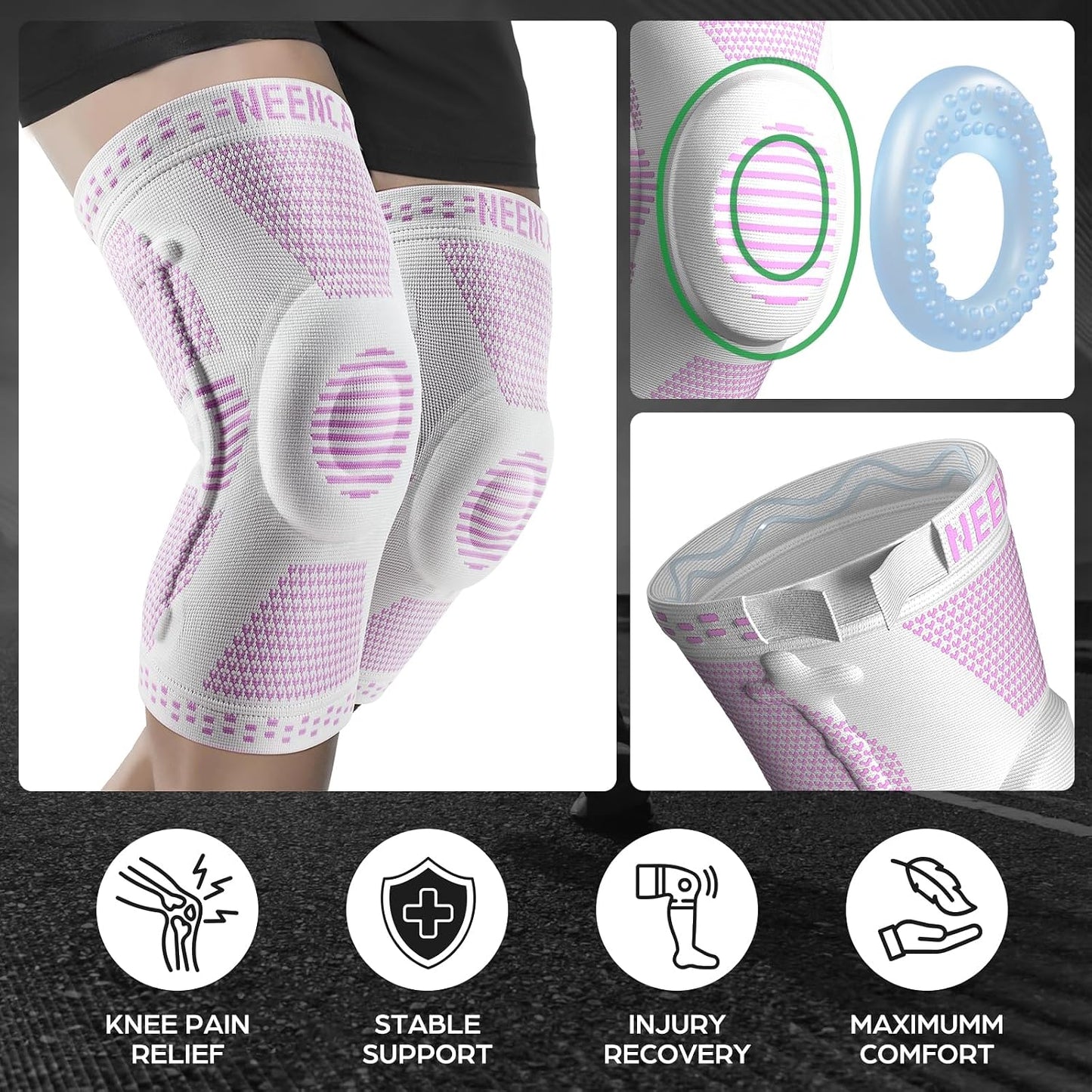 Professional Knee Brace, Compression Knee Support with Patella Gel Pad & Side Stabilizers, Medical Knee Sleeve for Pain Relief, ACL,PCL, Meniscus, Injury Recovery, Arthritis, Sports, Workout...