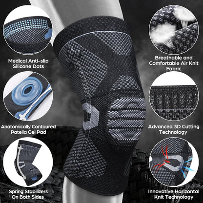 Professional Knee Brace, Compression Knee Support with Patella Gel Pad & Side Stabilizers, Medical Knee Sleeve for Pain Relief, ACL,PCL, Meniscus, Injury Recovery, Arthritis, Sports, Workout...
