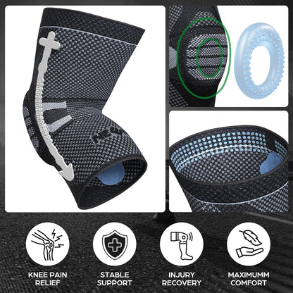 Professional Knee Brace, Compression Knee Support with Patella Gel Pad & Side Stabilizers, Medical Knee Sleeve for Pain Relief, ACL,PCL, Meniscus, Injury Recovery, Arthritis, Sports, Workout...