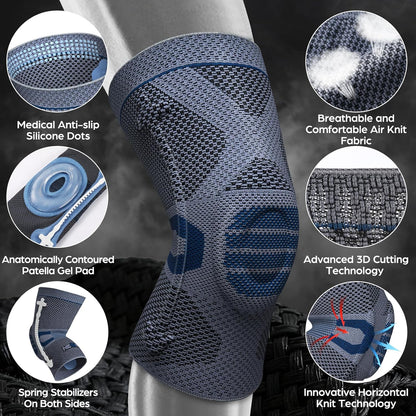 Professional Knee Brace, Compression Knee Support with Patella Gel Pad & Side Stabilizers, Medical Knee Sleeve for Pain Relief, ACL,PCL, Meniscus, Injury Recovery, Arthritis, Sports, Workout...