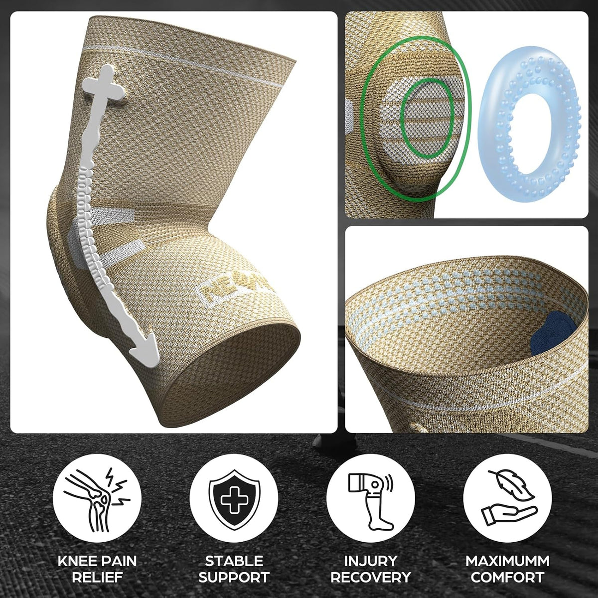 Professional Knee Brace, Compression Knee Support with Patella Gel Pad & Side Stabilizers, Medical Knee Sleeve for Pain Relief, ACL,PCL, Meniscus, Injury Recovery, Arthritis, Sports, Workout...