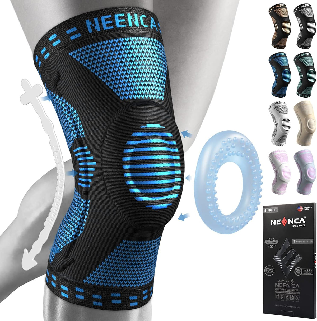Professional Knee Brace, Compression Knee Support with Patella Gel Pad & Side Stabilizers, Medical Knee Sleeve for Pain Relief, ACL,PCL, Meniscus, Injury Recovery, Arthritis, Sports, Workout...