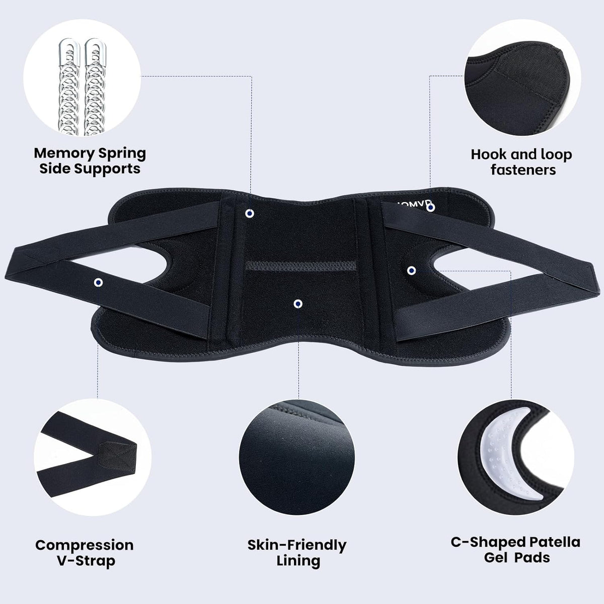 Knee Brace for Knee Pain, Meniscus Tear, Adjustable Knee Support with Side Spring Stabilizers for ACL, MCL, Arthritis, Patella Stability, Knee Pain Relief, Injury Recovery, Women and Men, Medium