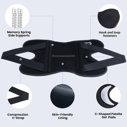 Knee Brace for Knee Pain, Meniscus Tear, Adjustable Knee Support with Side Spring Stabilizers for ACL, MCL, Arthritis, Patella Stability, Knee Pain Relief, Injury Recovery, Women and Men, Medium