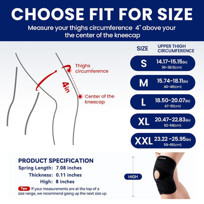 Knee Brace for Knee Pain, Meniscus Tear, Adjustable Knee Support with Side Spring Stabilizers for ACL, MCL, Arthritis, Patella Stability, Knee Pain Relief, Injury Recovery, Women and Men, Medium