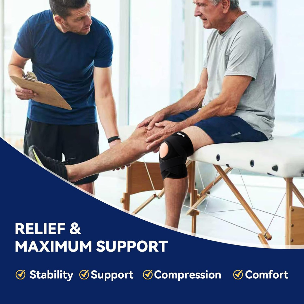 Knee Brace for Knee Pain, Meniscus Tear, Adjustable Knee Support with Side Spring Stabilizers for ACL, MCL, Arthritis, Patella Stability, Knee Pain Relief, Injury Recovery, Women and Men, Medium