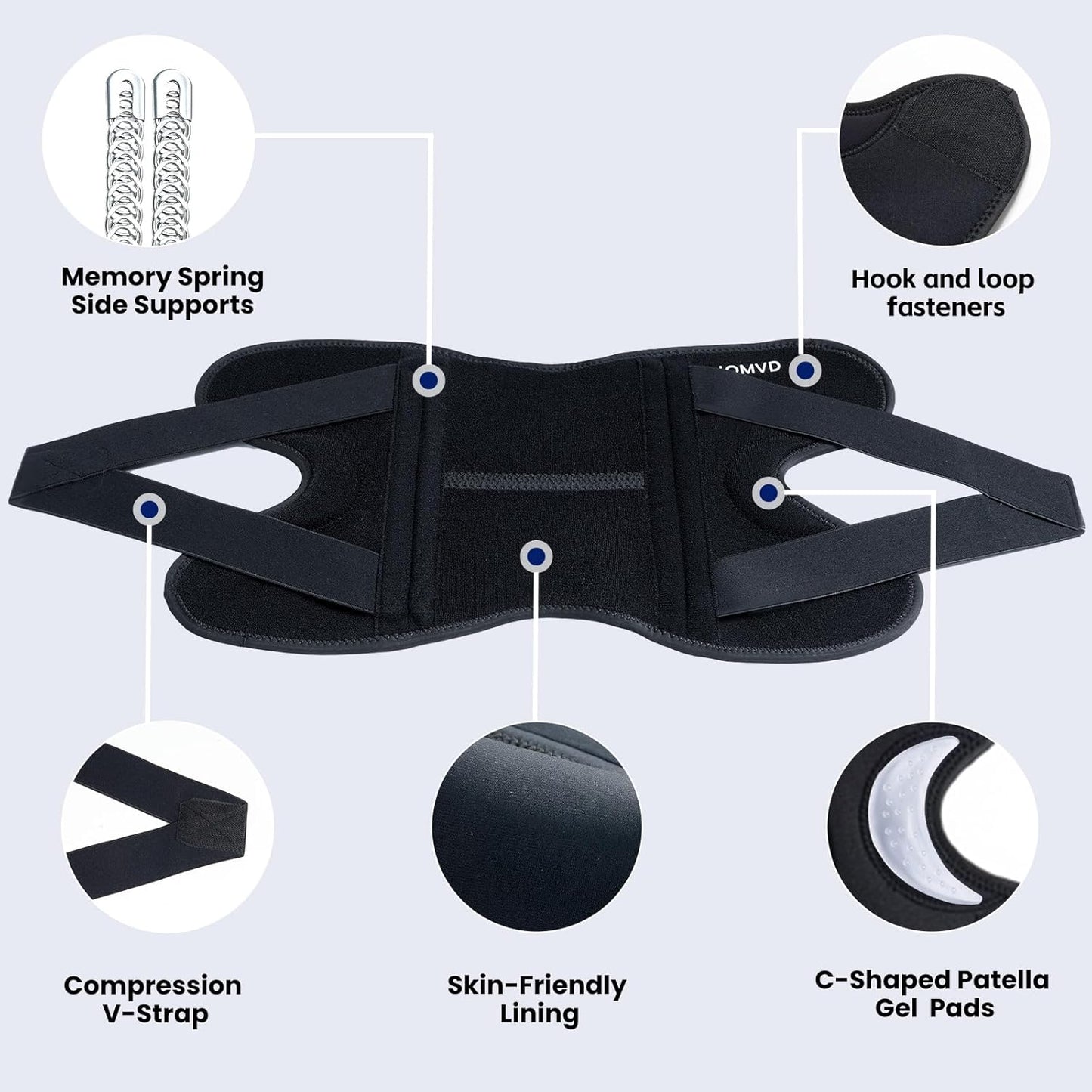 Knee Brace for Knee Pain, Meniscus Tear, Adjustable Knee Support with Side Spring Stabilizers for ACL, MCL, Arthritis, Patella Stability, Knee Pain Relief, Injury Recovery, Women and Men, Medium