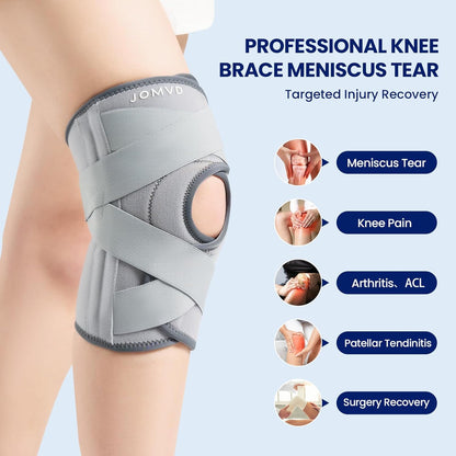 Knee Brace for Knee Pain, Meniscus Tear, Adjustable Knee Support with Side Spring Stabilizers for ACL, MCL, Arthritis, Patella Stability, Knee Pain Relief, Injury Recovery, Women and Men, Medium