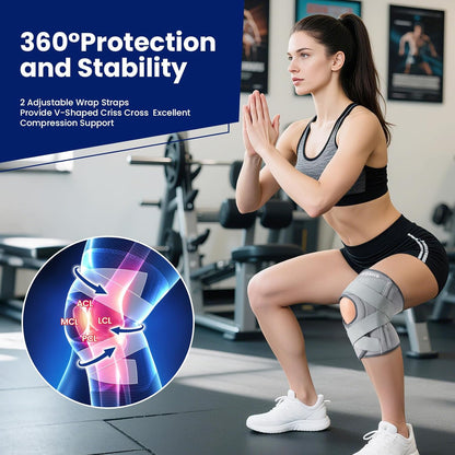 Knee Brace for Knee Pain, Meniscus Tear, Adjustable Knee Support with Side Spring Stabilizers for ACL, MCL, Arthritis, Patella Stability, Knee Pain Relief, Injury Recovery, Women and Men, Medium