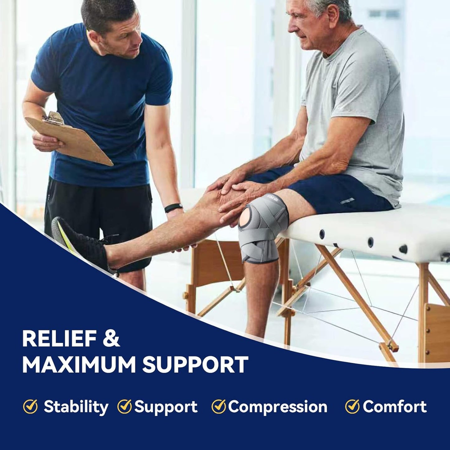 Knee Brace for Knee Pain, Meniscus Tear, Adjustable Knee Support with Side Spring Stabilizers for ACL, MCL, Arthritis, Patella Stability, Knee Pain Relief, Injury Recovery, Women and Men, Medium