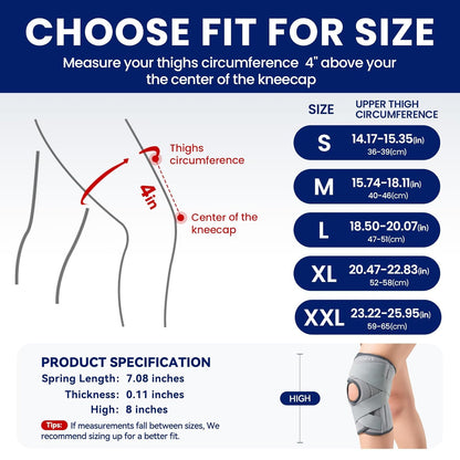 Knee Brace for Knee Pain, Meniscus Tear, Adjustable Knee Support with Side Spring Stabilizers for ACL, MCL, Arthritis, Patella Stability, Knee Pain Relief, Injury Recovery, Women and Men, Medium