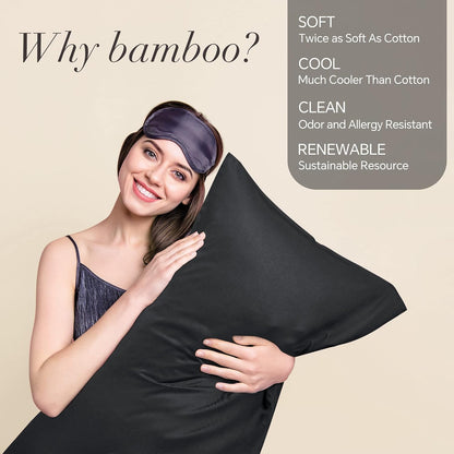 Pillow Cases Standard Size 2Pcs, Rayon from Bamboo, Haze Blue