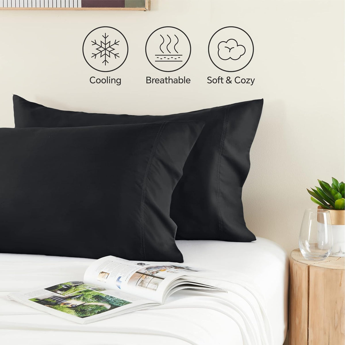Pillow Cases Standard Size 2Pcs, Rayon from Bamboo, Haze Blue