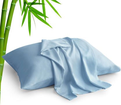 Pillow Cases Standard Size 2Pcs, Rayon from Bamboo, Haze Blue
