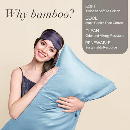 Pillow Cases Standard Size 2Pcs, Rayon from Bamboo, Haze Blue