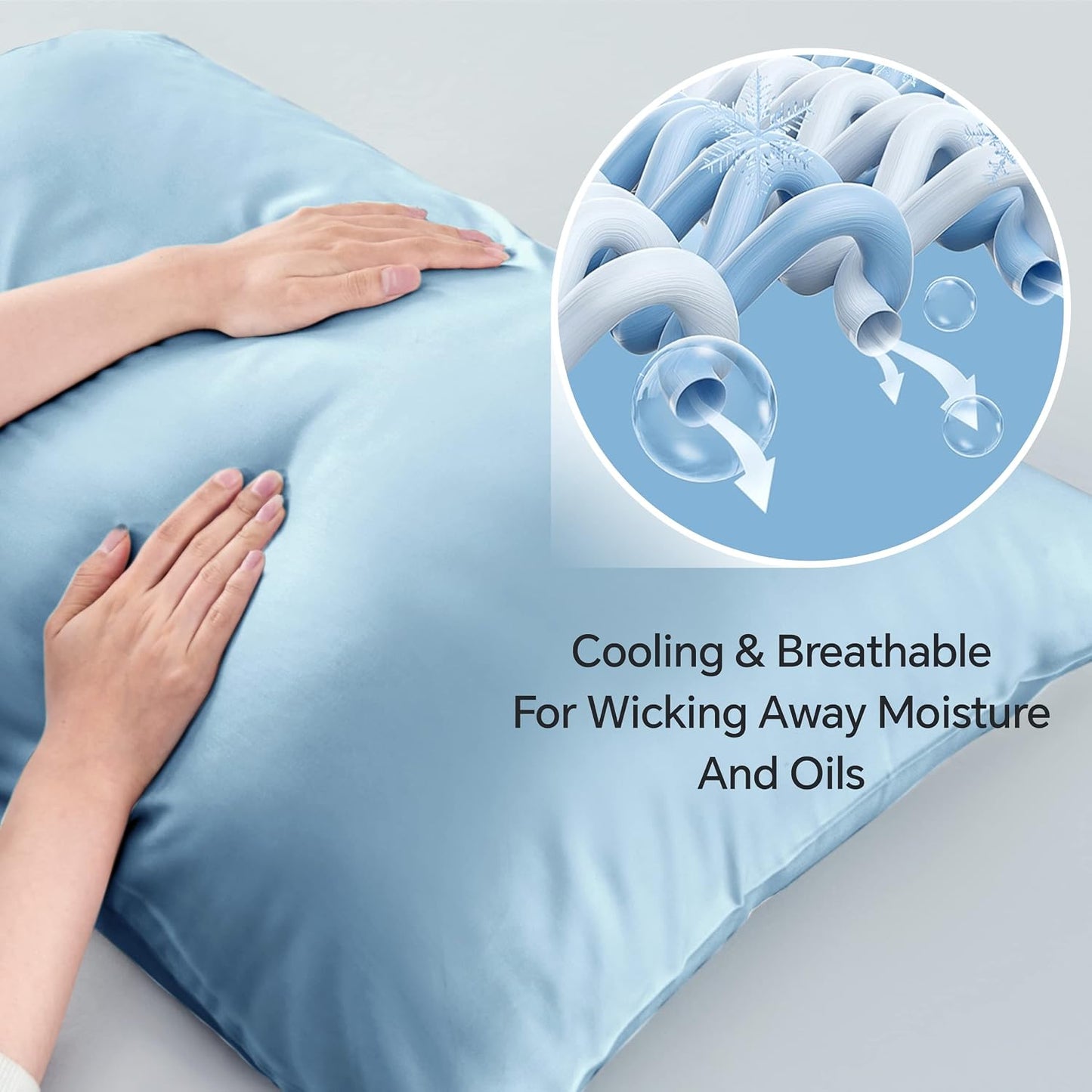 Pillow Cases Standard Size 2Pcs, Rayon from Bamboo, Haze Blue