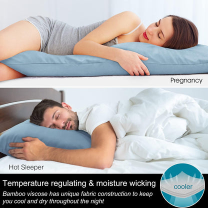 Pillow Cases Standard Size 2Pcs, Rayon from Bamboo, Haze Blue