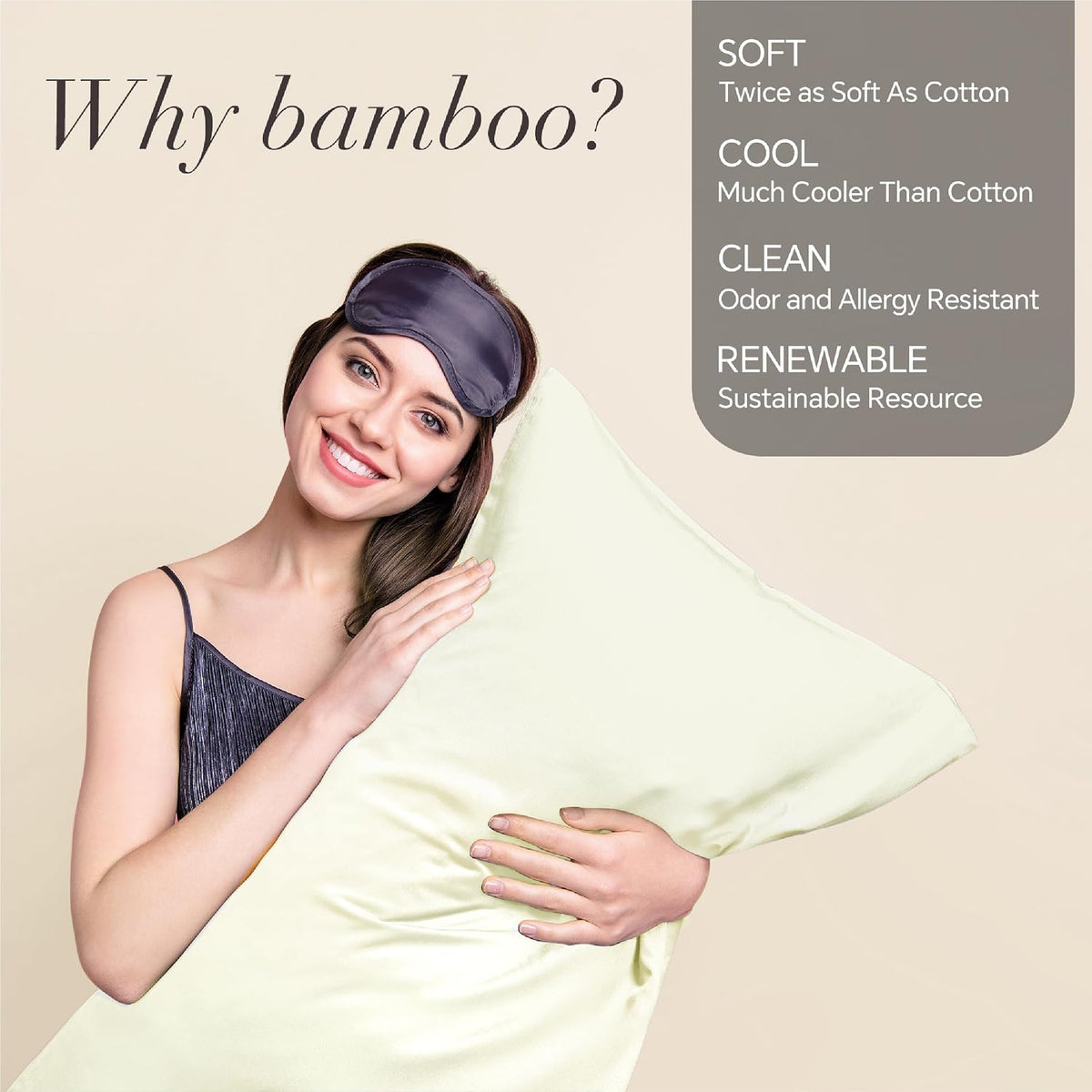 Pillow Cases Standard Size 2Pcs, Rayon from Bamboo, Haze Blue