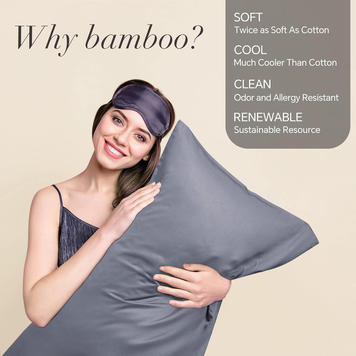 Pillow Cases Standard Size 2Pcs, Rayon from Bamboo, Haze Blue