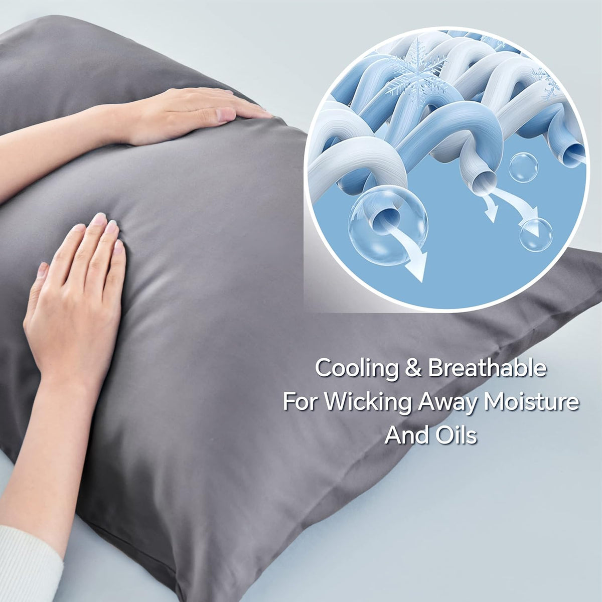 Pillow Cases Standard Size 2Pcs, Rayon from Bamboo, Haze Blue