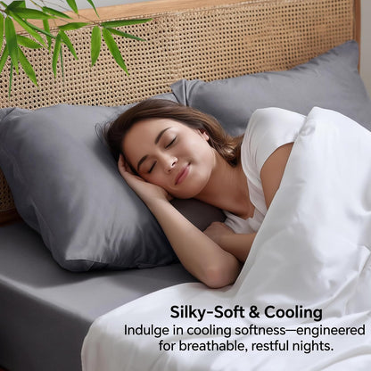 Pillow Cases Standard Size 2Pcs, Rayon from Bamboo, Haze Blue